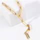 Adjustable Long Link Necklace Chunky Link Chain Silver & Gold Layer Necklace